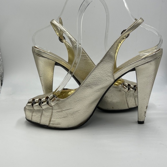 Gold Calvin Klein Heels with Metal Detailing 7.5 - Picture 6 of 12